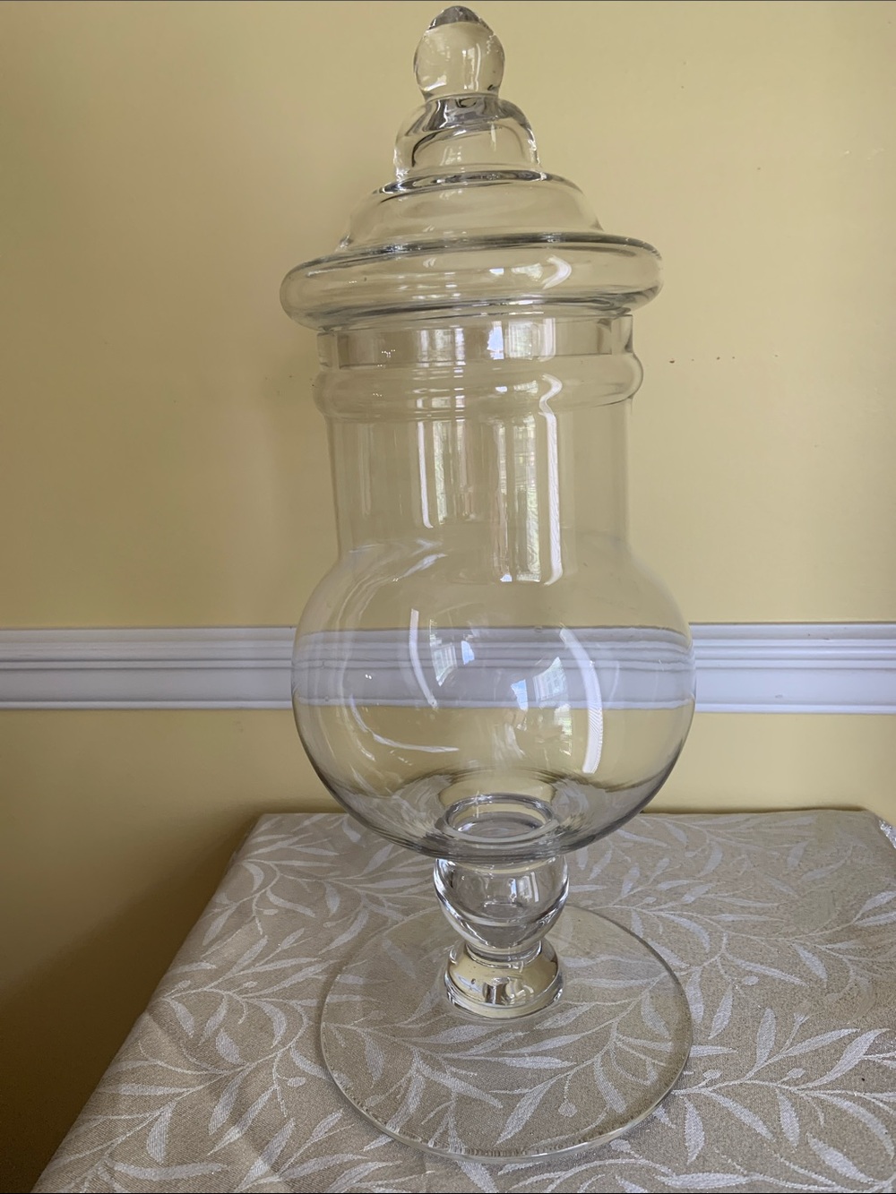 Vintage X Large Apothecary Jar with Lid Clear Glass 17 1/4” X 7”